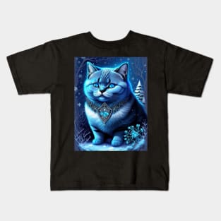 Blue Shimmering British Shorthair Kids T-Shirt